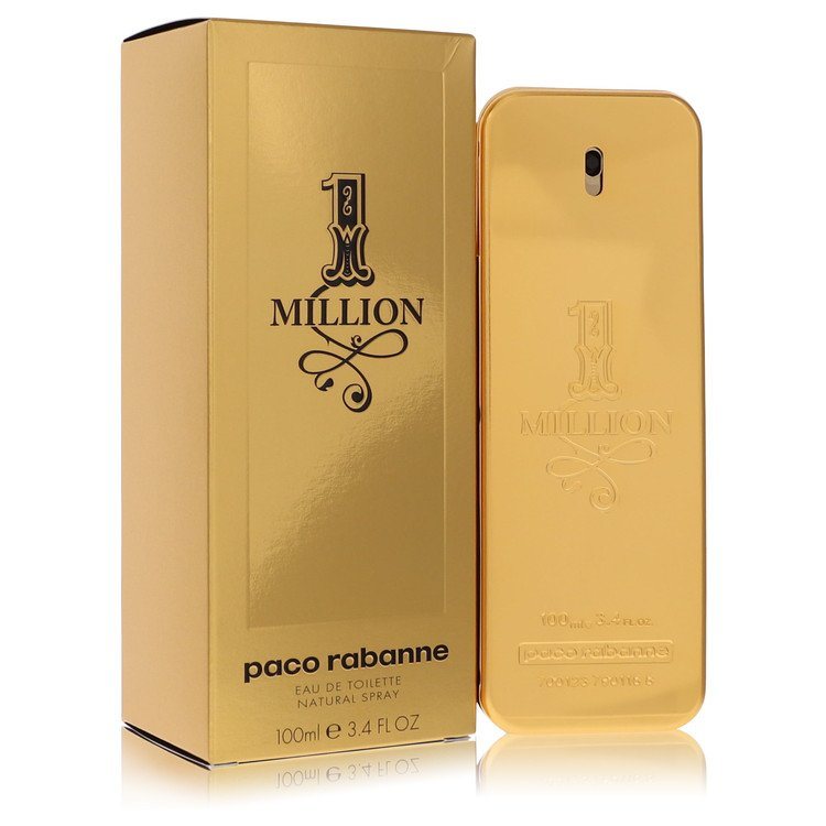 1 Million by Paco Rabanne Eau De Toilette Spray in a sleek gold bottle, perfect for any fragrance lover.